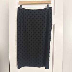 Akris Punto Black Pencil Skirt with Velvet Polka Dots